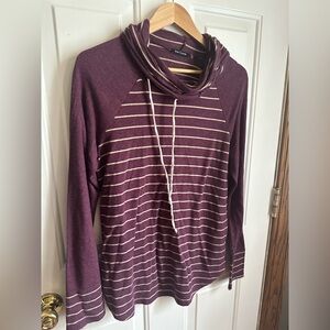 Pink Clover Purple Striped Cowl Neck Sweater Women’s Large Lightweight Casual
